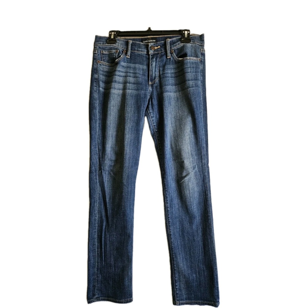 Lucky Brand Jeans Women 6/28 Blue Ankle Straight Leg Medium Wash Whiskered Denim